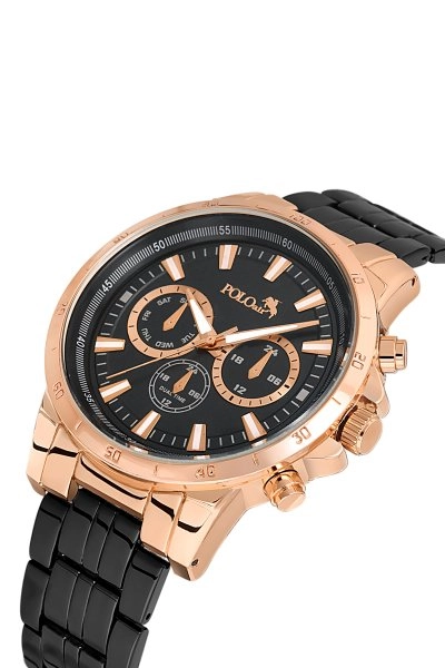 Polo Air Spor Kasa Erkek Kol Saati Siyah-Bakır Renk PL-0702E2x