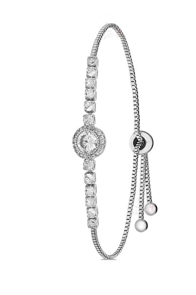 Polo Air  Tek Sıra Zirkon Taşlı Zarif Su Yolu Bileklik Gümüş Renk BLK-M7038G