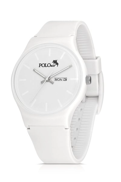 Polo Air Unisex Silikon Kordon Gün Ay Takvimli Kol Saati Beyaz Renk PL-1462B1