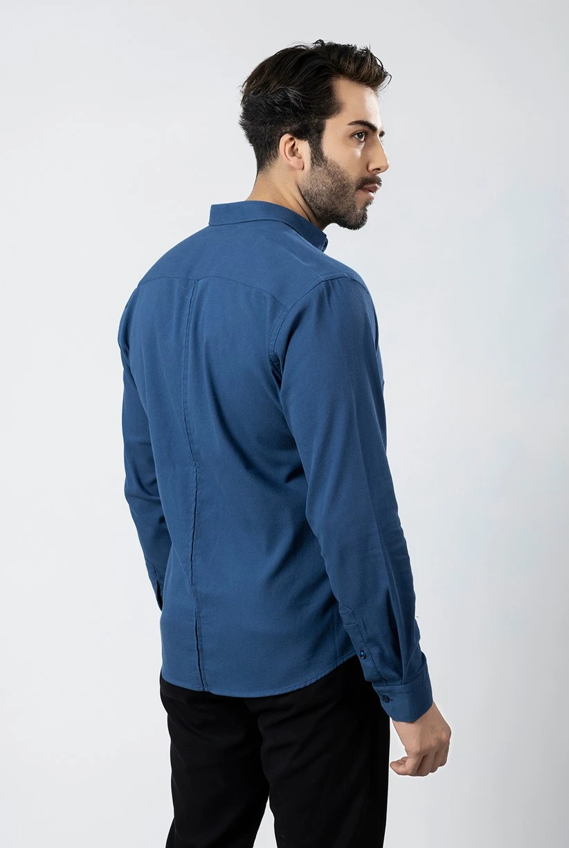 Erkek Gömlek Slimfit Likralı Kumaş Uzun Kol PA-180 İndigo Renk PA-180-NXL