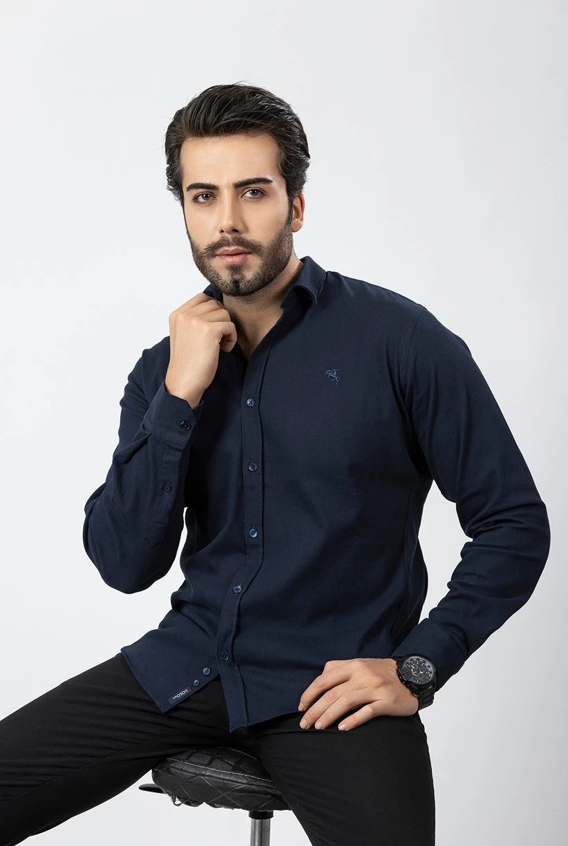 Erkek Gömlek Slimfit Likralı Kumaş Uzun Kol Pa-180 Lacivert Renk PA-180-LXXL