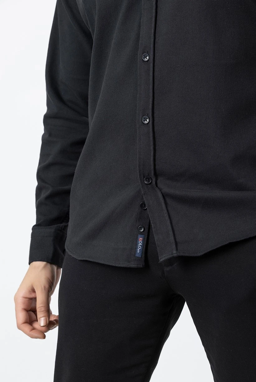 Erkek Gömlek Slimfit Likralı Kumaş Uzun Kol PA-180 Siyah Renk PA-180-SM