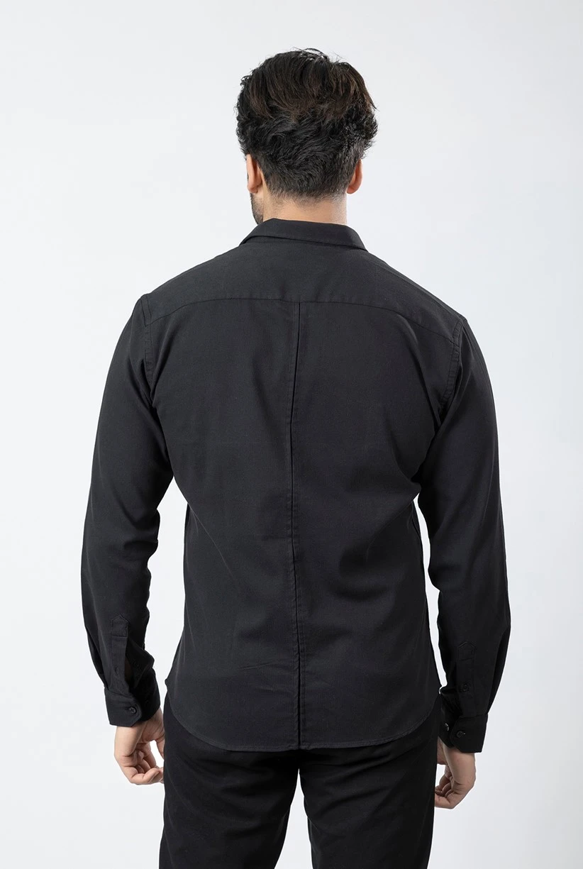 Erkek Gömlek Slimfit Likralı Kumaş Uzun Kol PA-180 Siyah Renk PA-180-SXXL