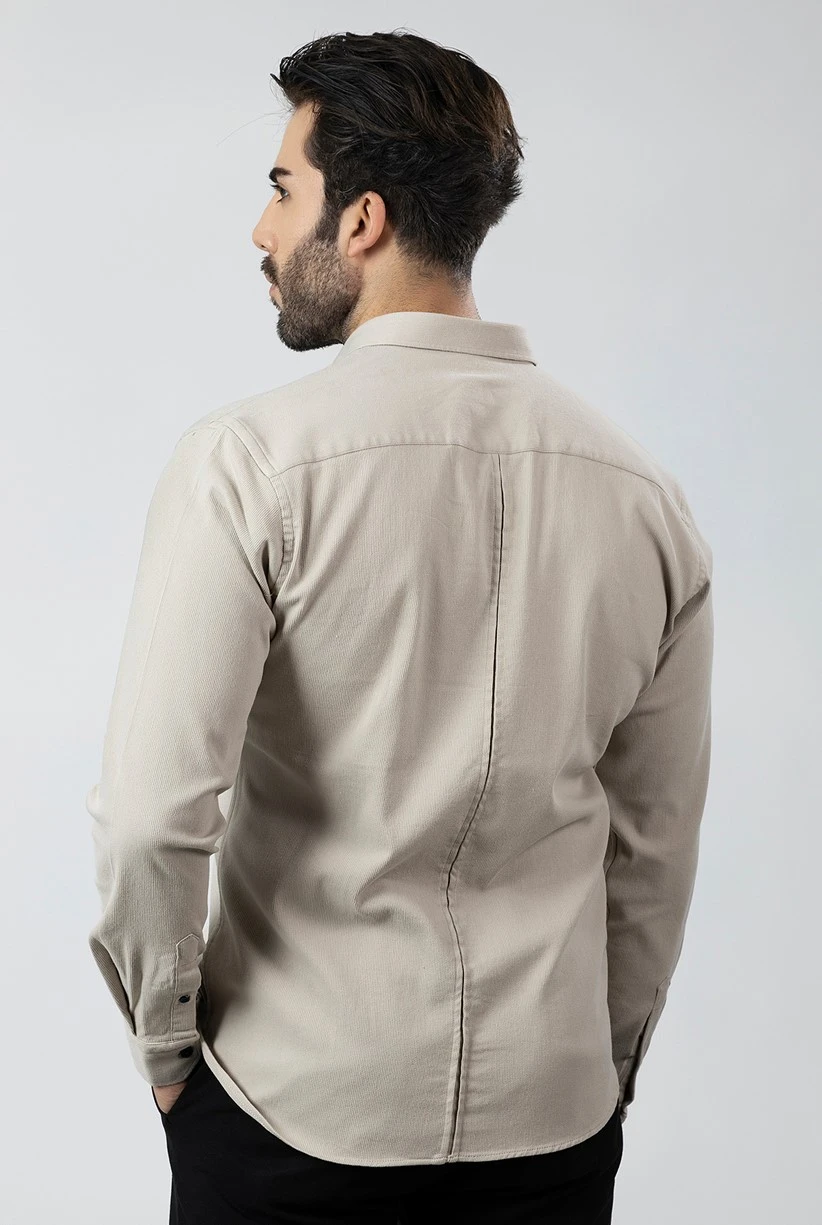 Erkek Gömlek Slimfit Likralı Kumaş Uzun Kol Pa-180 Taş Renk PA-180-GXXL