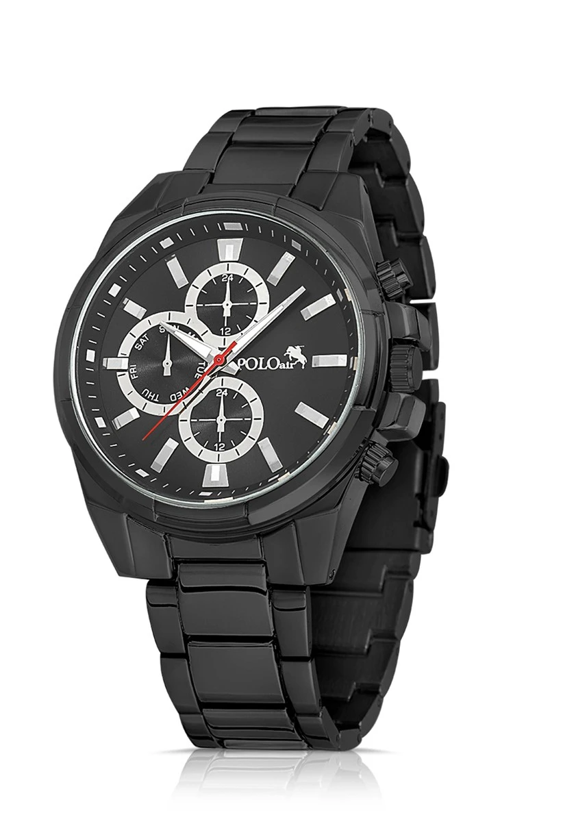 Cüzdan Kartlık Kemer Saat Anahtarlık Set Siyah Renk PL-0779E1