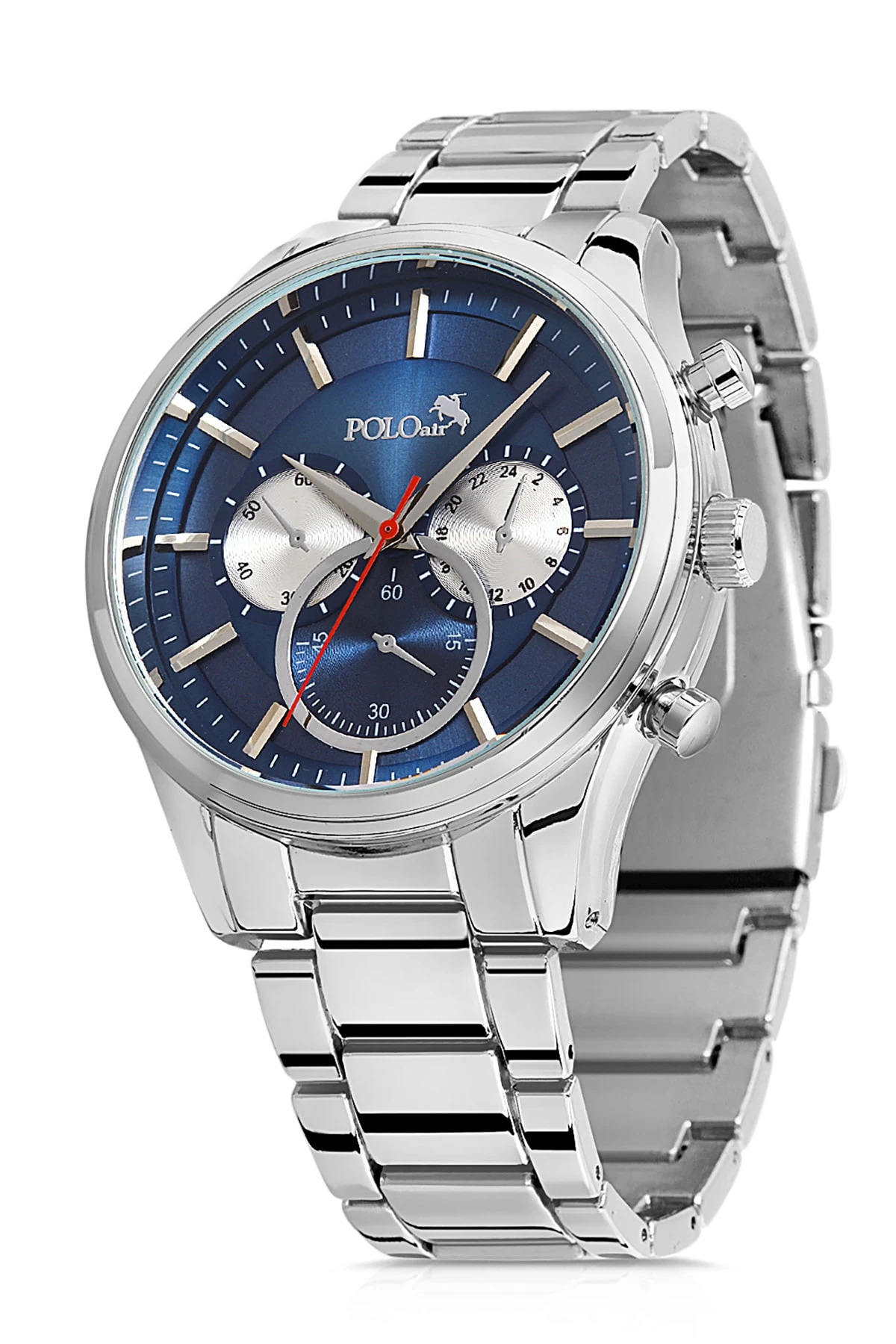Erkek Metal Kasa Spor Kol Saati Gümüş-mavi Renk PL-0671E6x