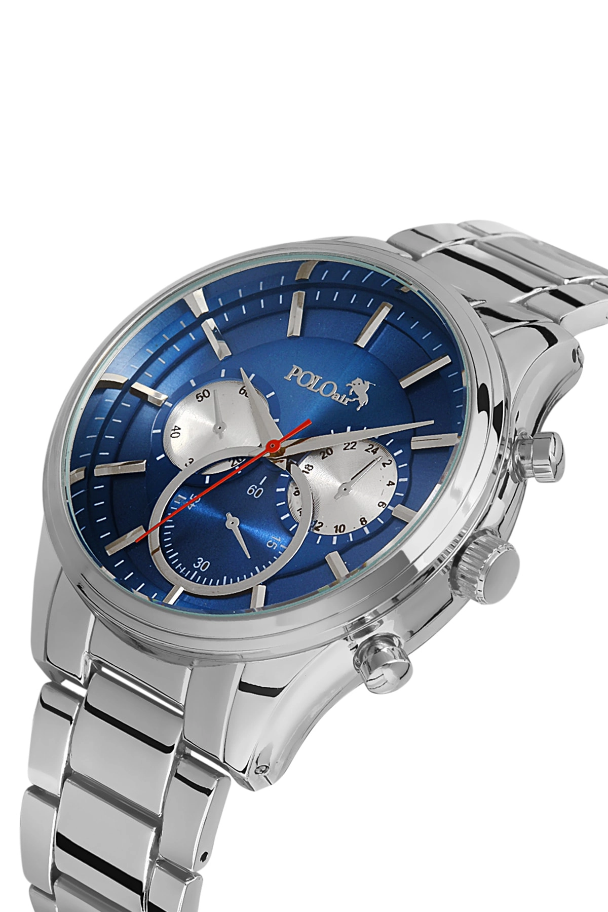 Erkek Metal Kasa Spor Kol Saati Gümüş-mavi Renk PL-0671E6x