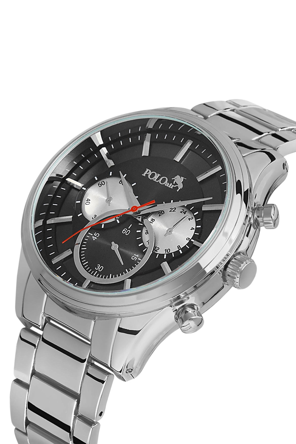 Erkek Metal Kasa Spor Kol Saati Gümüş-siyah Renk PL-0671E5x