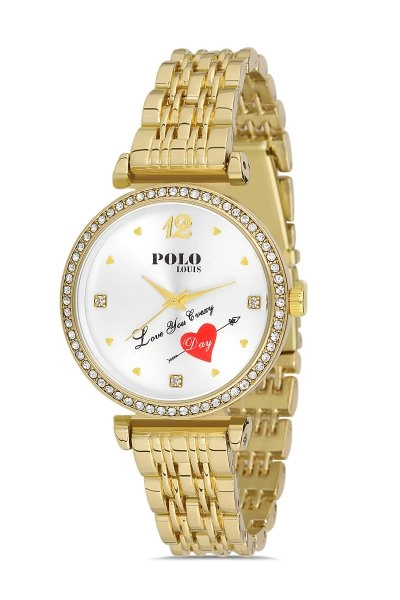 Kadın Kol Saati Love You Everyday Yazılı Sarı Renk PL-1463B1x