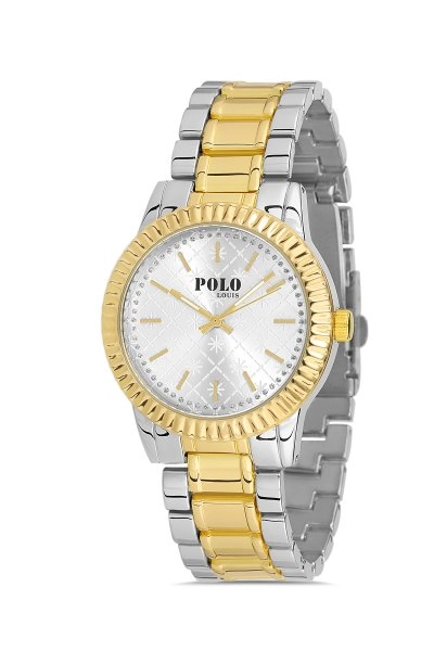 Kar Tanesi Detaylı Kadın Kol Saati Gümüş-Sarı Renk PL-1466B4x