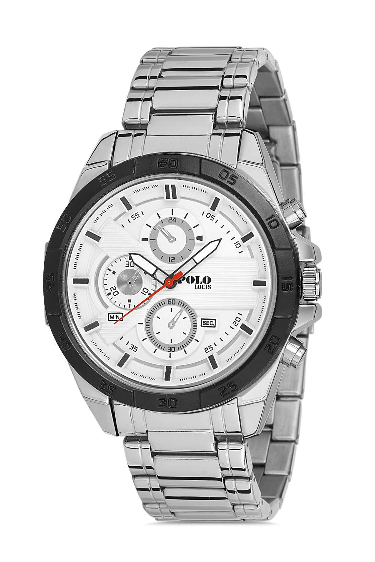 Polo Lois Spor Erkek Kol Saati Gümüş Renk Siyah Çerçeve PL-0828E5x