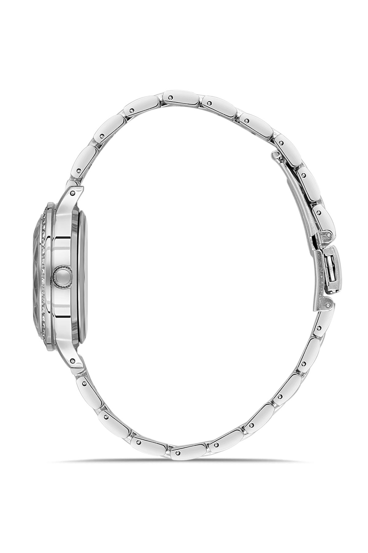 Kesme Cam Tek Sıra Lüx Taşlı Kadın Kol Saati Parfüm Hediyelik Kombin Set Gümüş-Lacivert Renk ST-2095S4