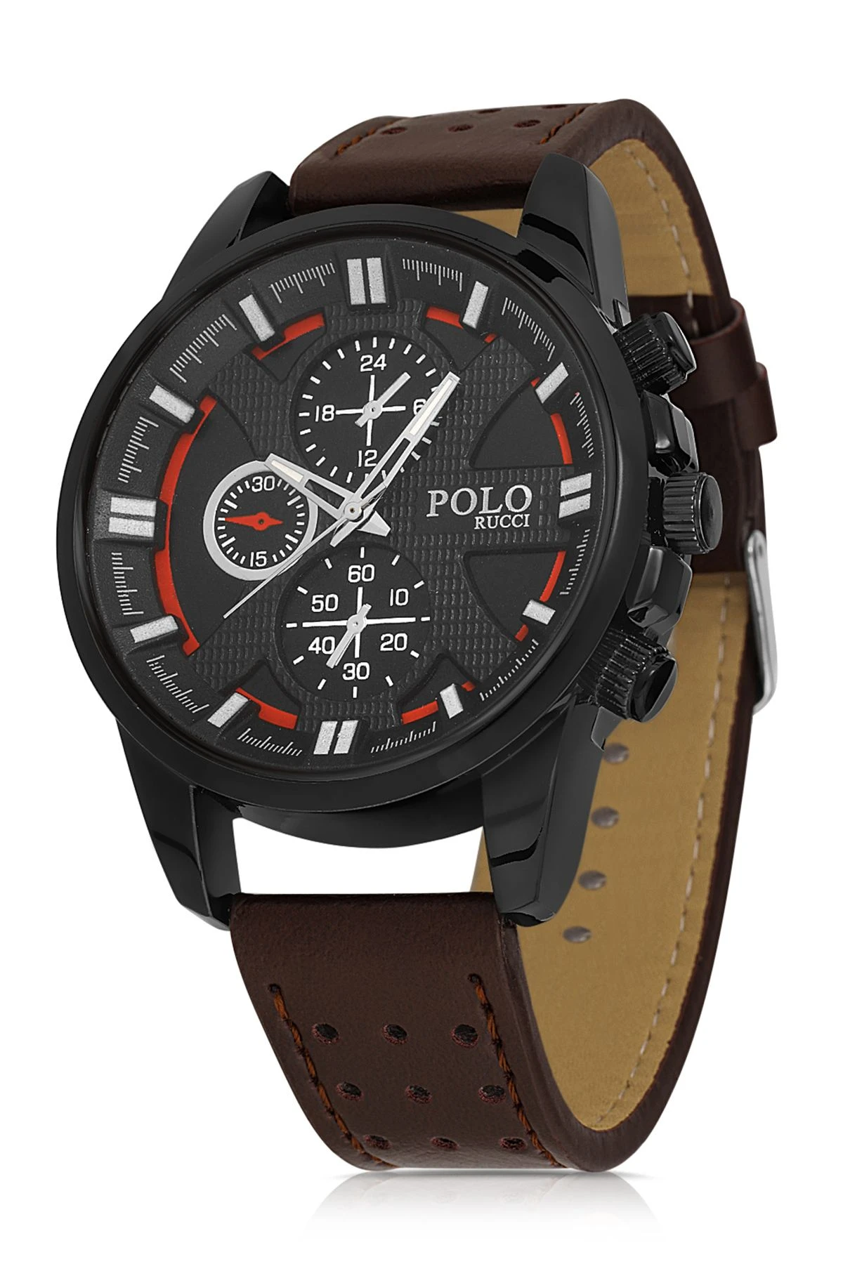 Polo Rucci Erkek Set Kombin Kol Saati Kemer Cüzdan Kahverengi PL-0801E1