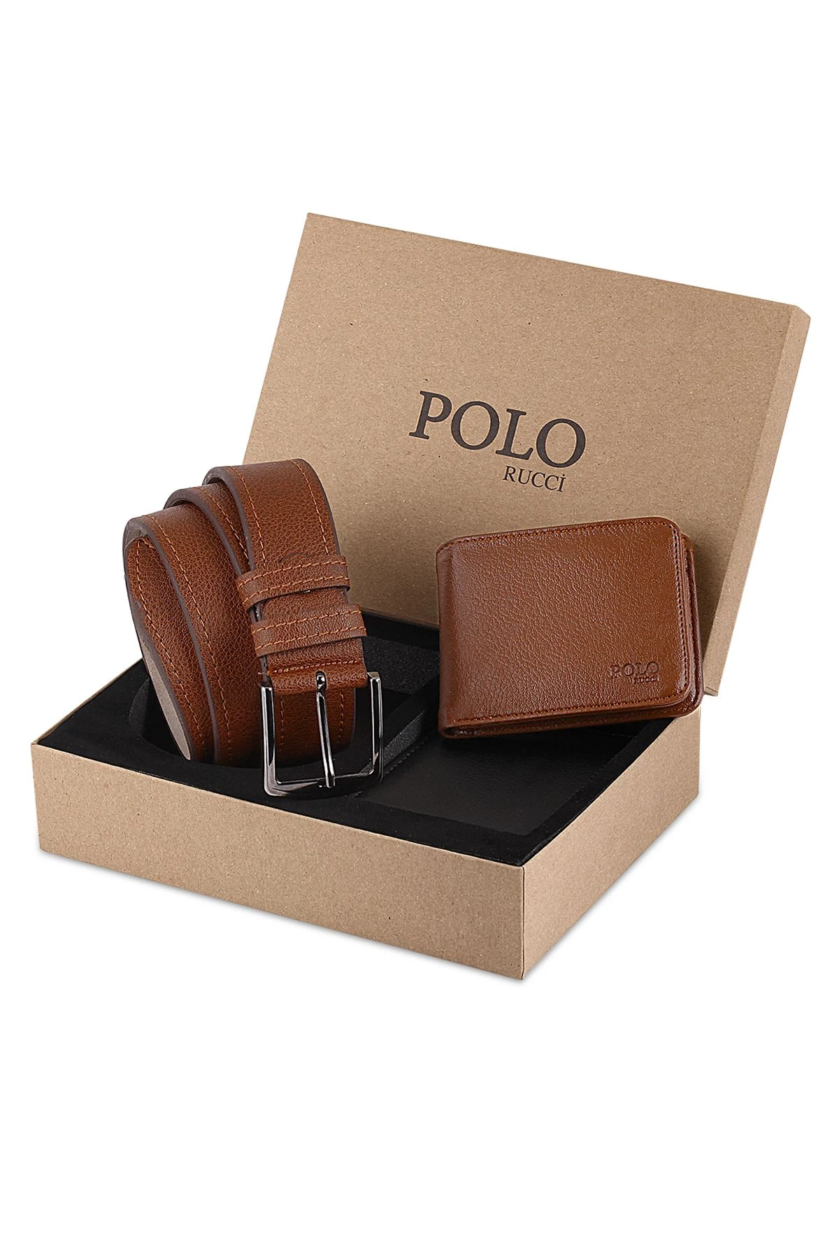 Polo Rucci Erkek Set Kombin Kol Saati Kemer Cüzdan Kahverengi PL-0801E1