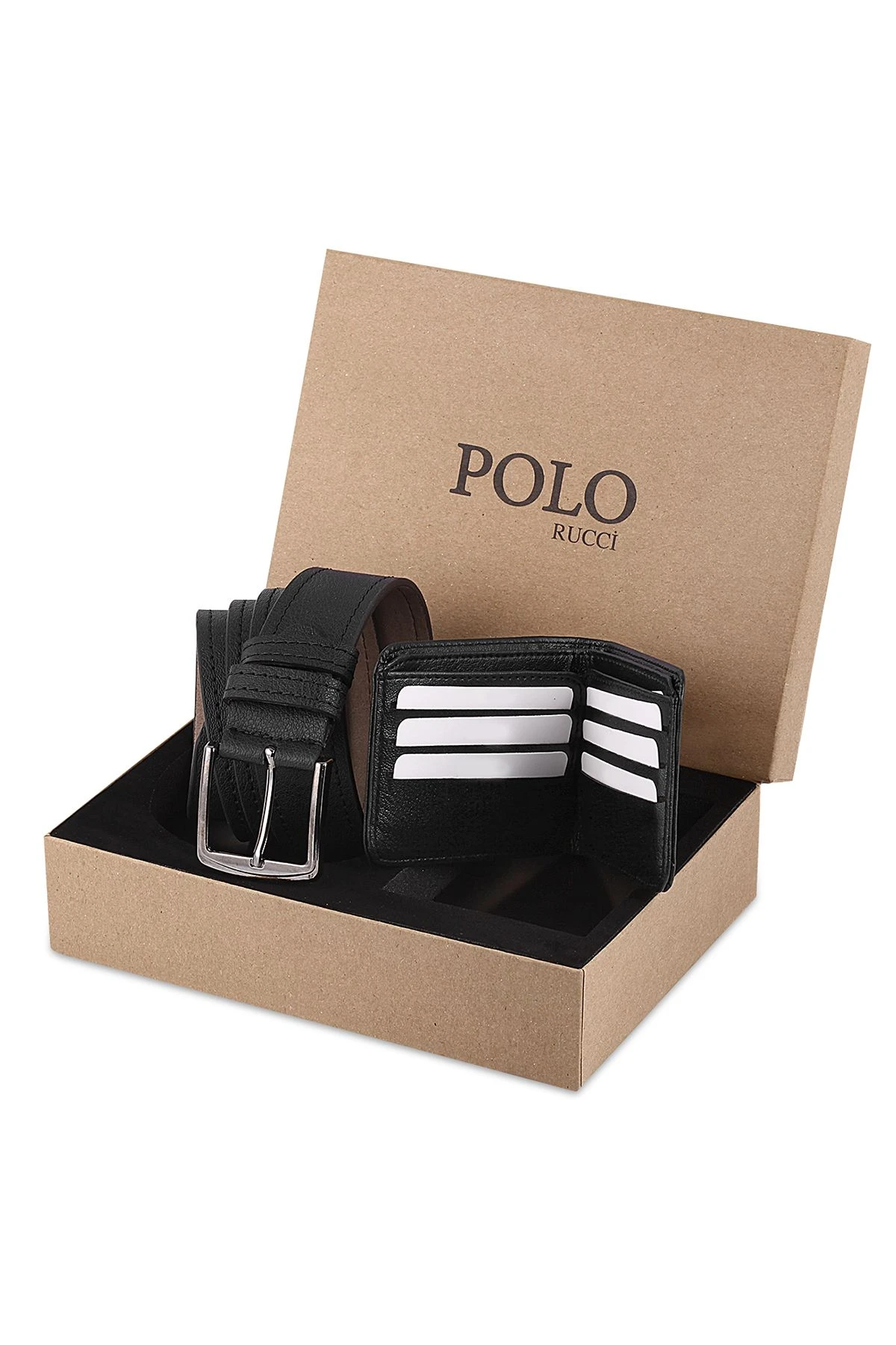 Polo Rucci Erkek Set Kombin Kol Saati Kemer Cüzdan Siyah Renk PL-0804E3