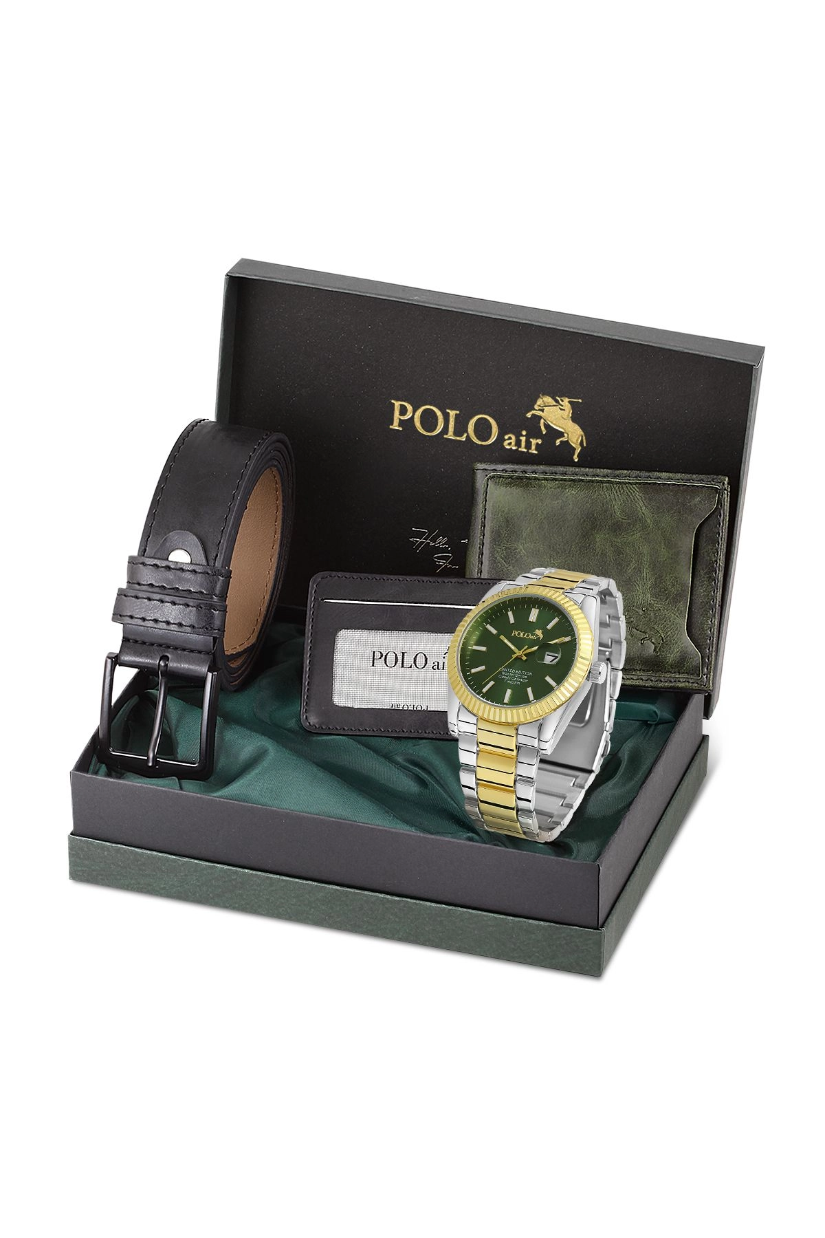 Erkek Set Cüzdan Kartlık Kemer Mercek Takvimli Saat Kombin PL-0798E10