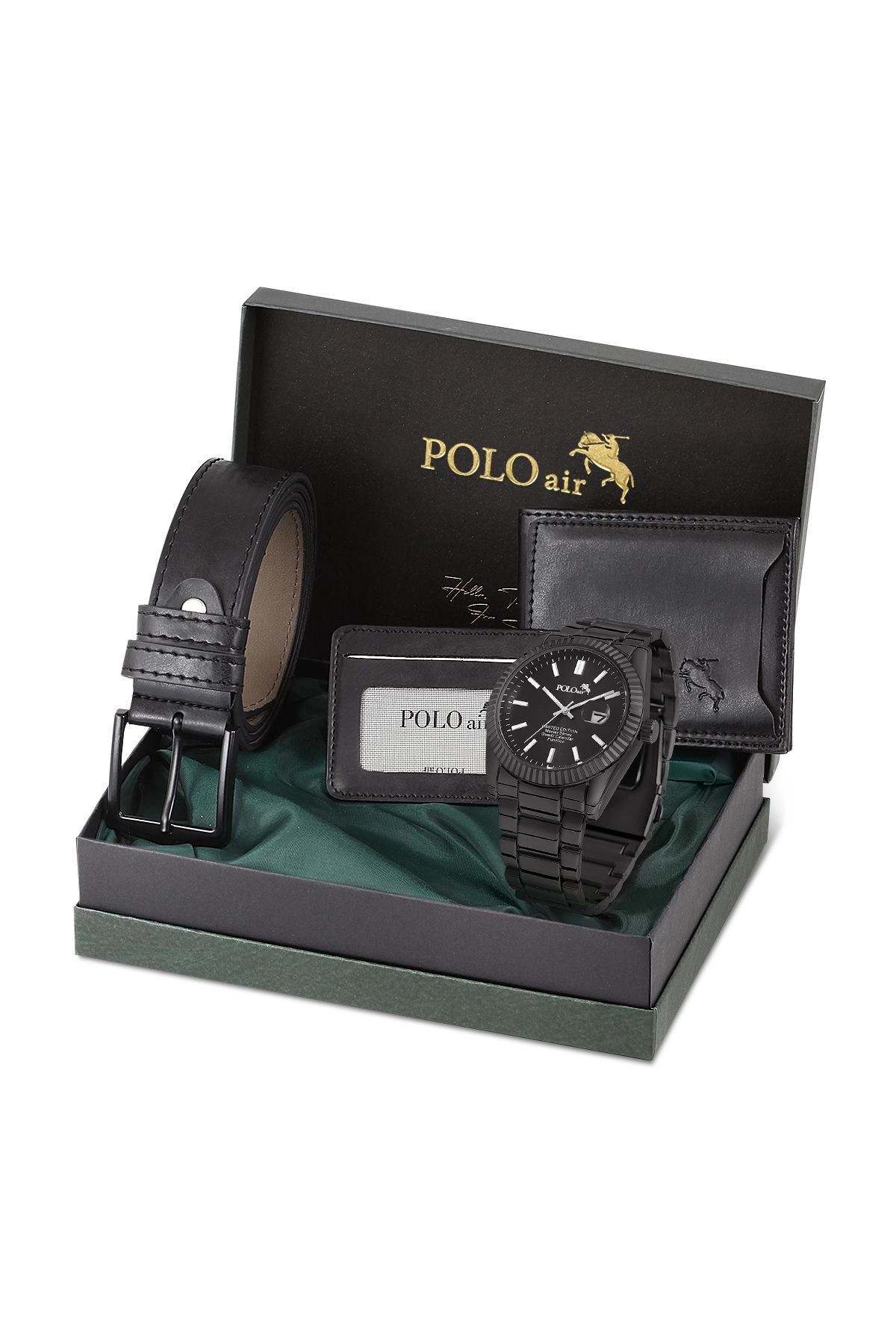 Erkek Set Cüzdan Kartlık Kemer Mercek Takvimli Saat Kombin PL-0798E1