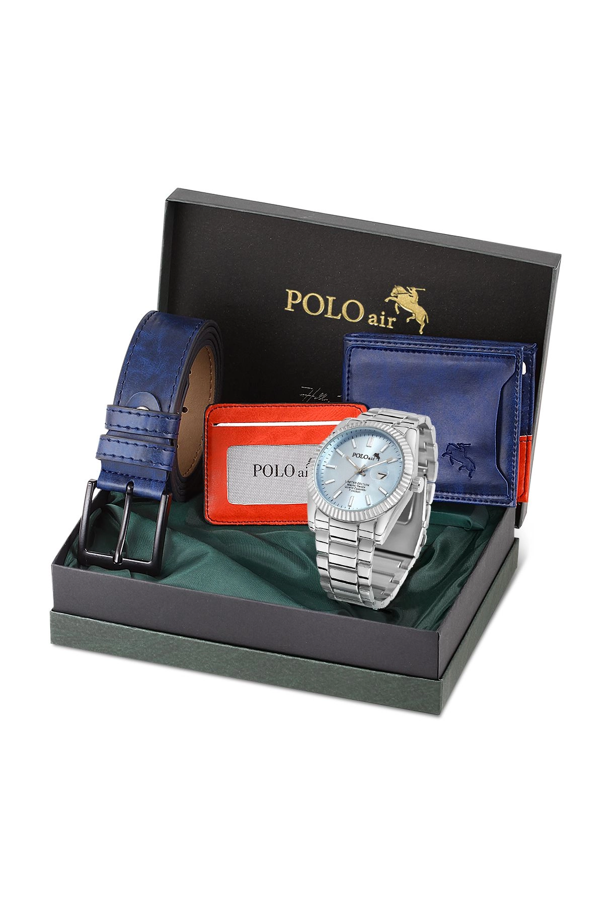 Erkek Set Cüzdan Kartlık Kemer Mercek Takvimli Saat Kombin PL-0798E5