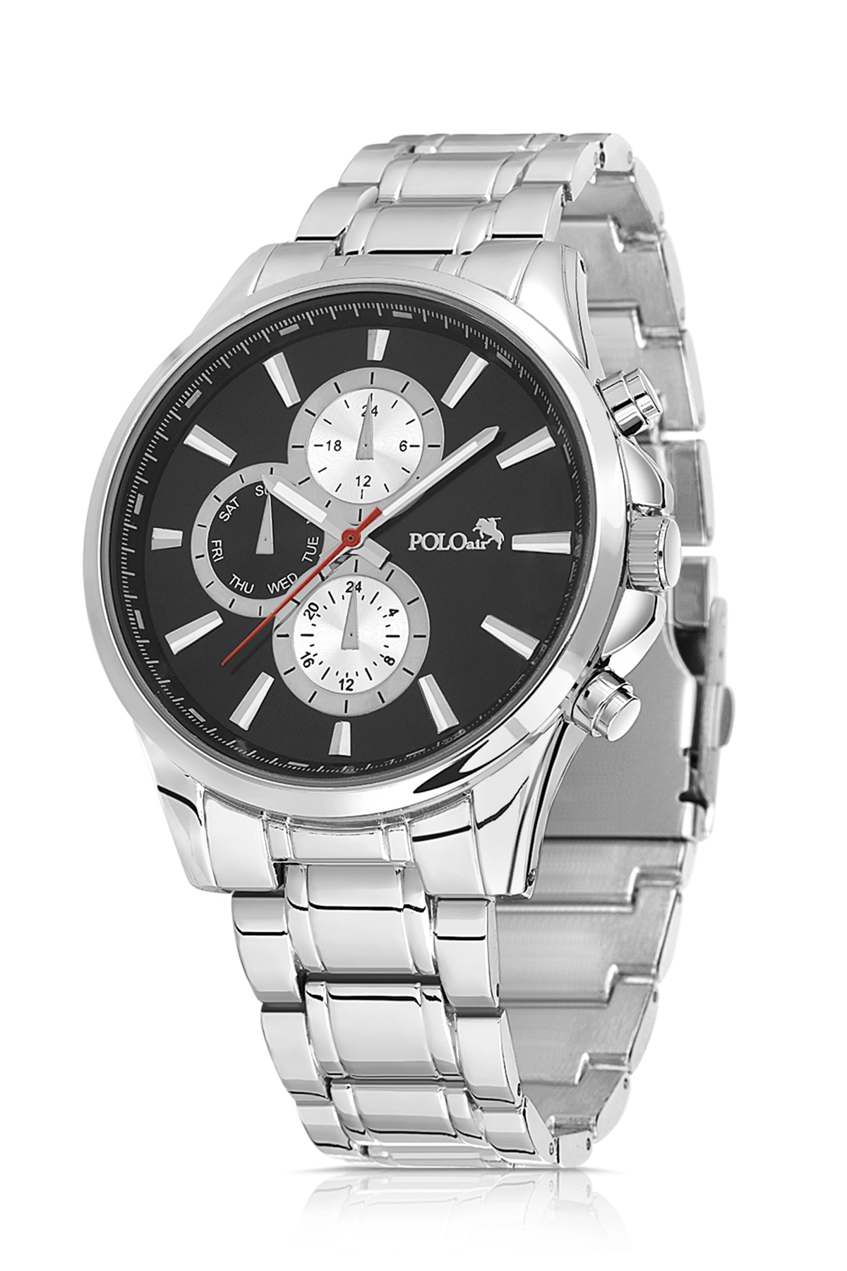 Spor Erkek Kol Saati Gümüş-Siyah Renk PL-0805E3x