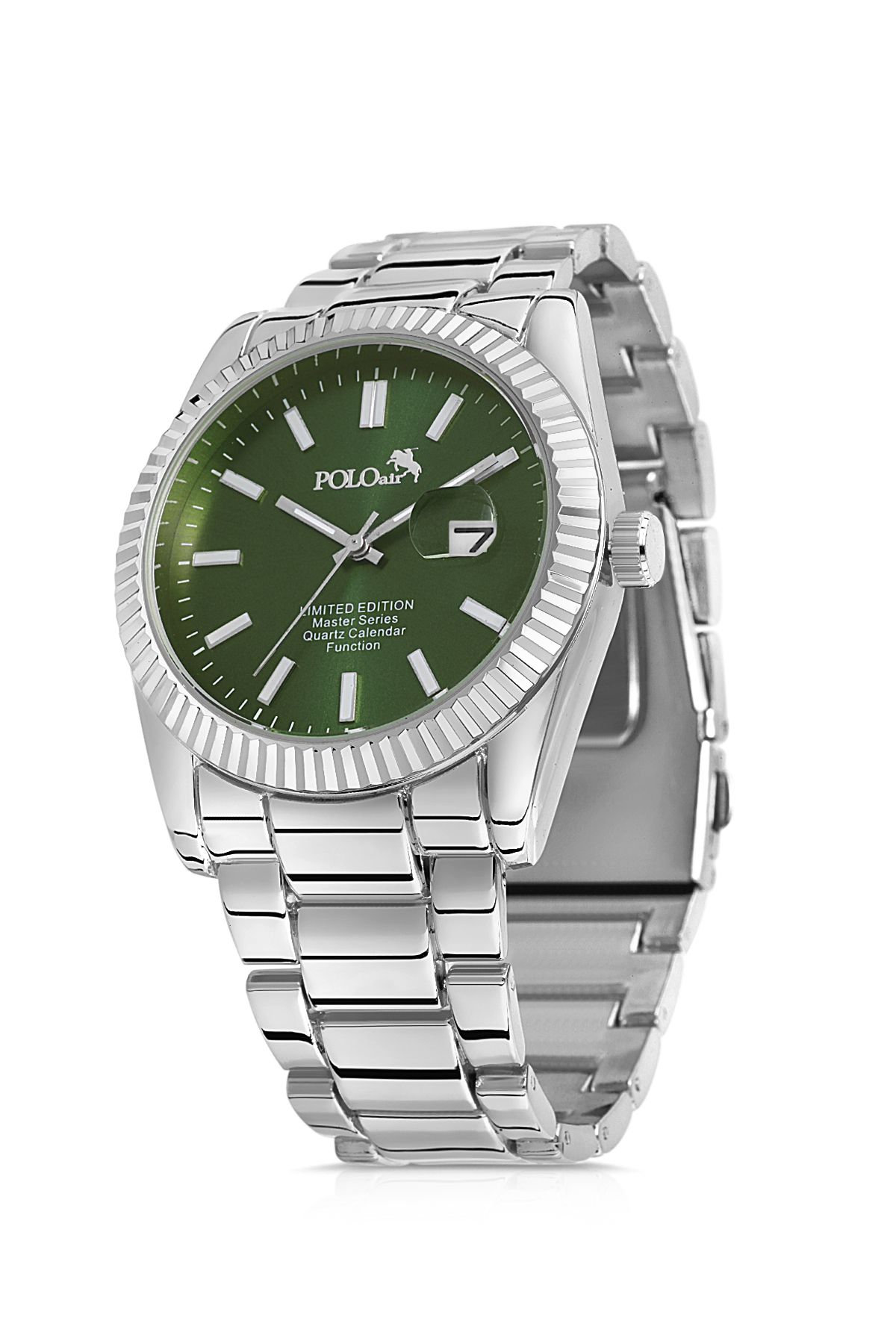 Takvim Özellikli Erkek Kol Saati Gümüş-Yeşil Renk PL-0798E12x