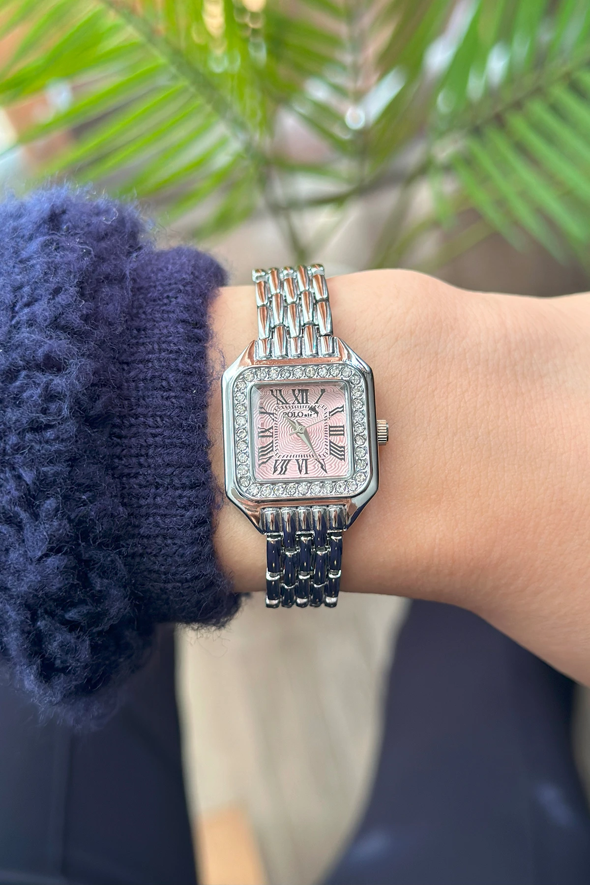 Romen Rakamlı Vintage Kadın Kol Saati Gümüş-İçi Pembe Renk Pl-1475B5X Gümüş-Pembe Pl-1475B5X