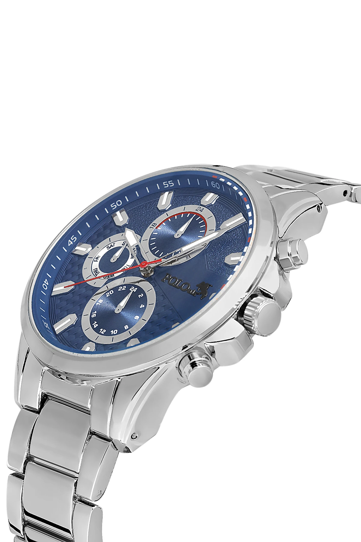 Polo Air  Metal Kordon Spor Erkek Kol Saati Gümüş-Lacivert PL-0834E2x