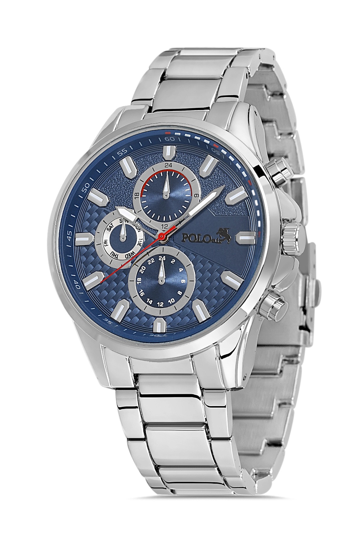 Polo Air  Metal Kordon Spor Erkek Kol Saati Gümüş-Lacivert PL-0834E2x