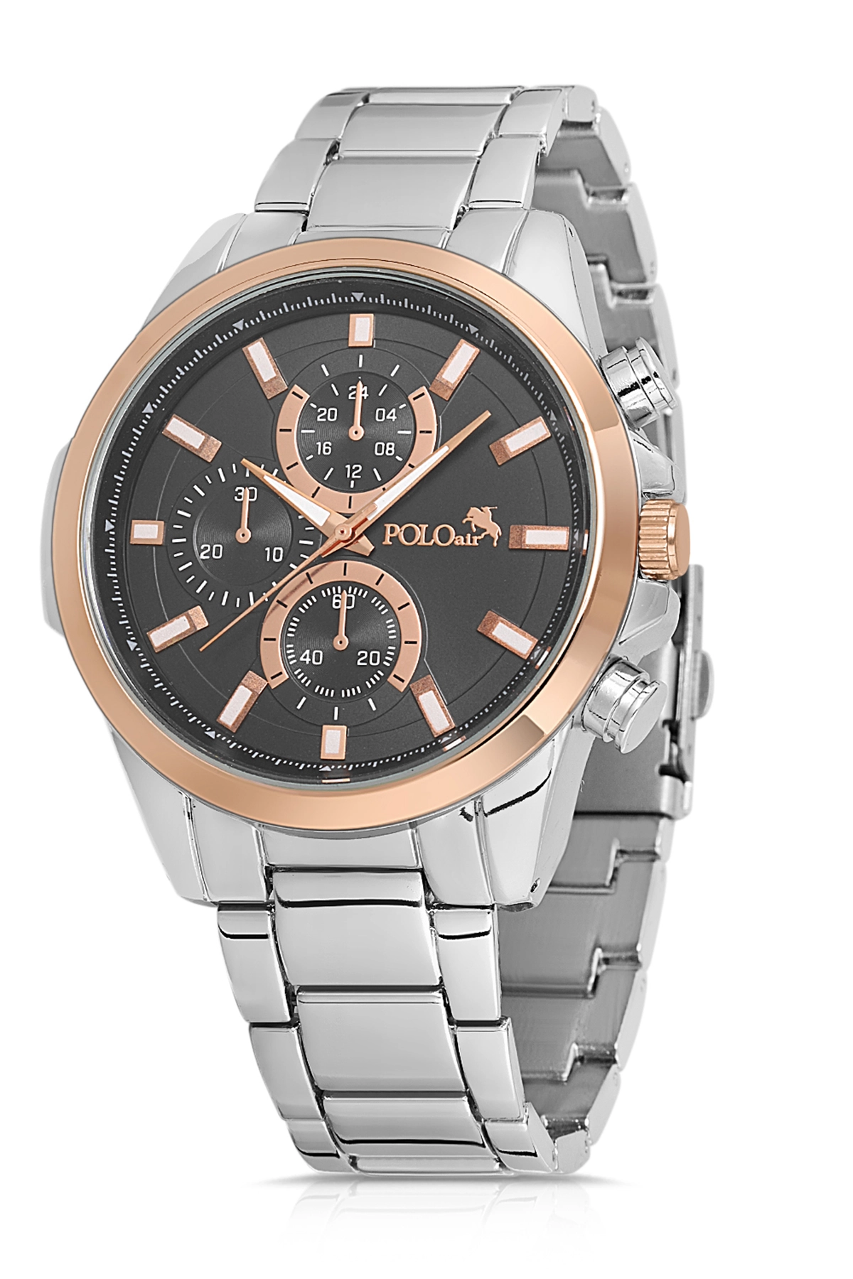 Polo Air Spor Şık Erkek Kol Saati Gümüş-Bakır PL-0844E3x