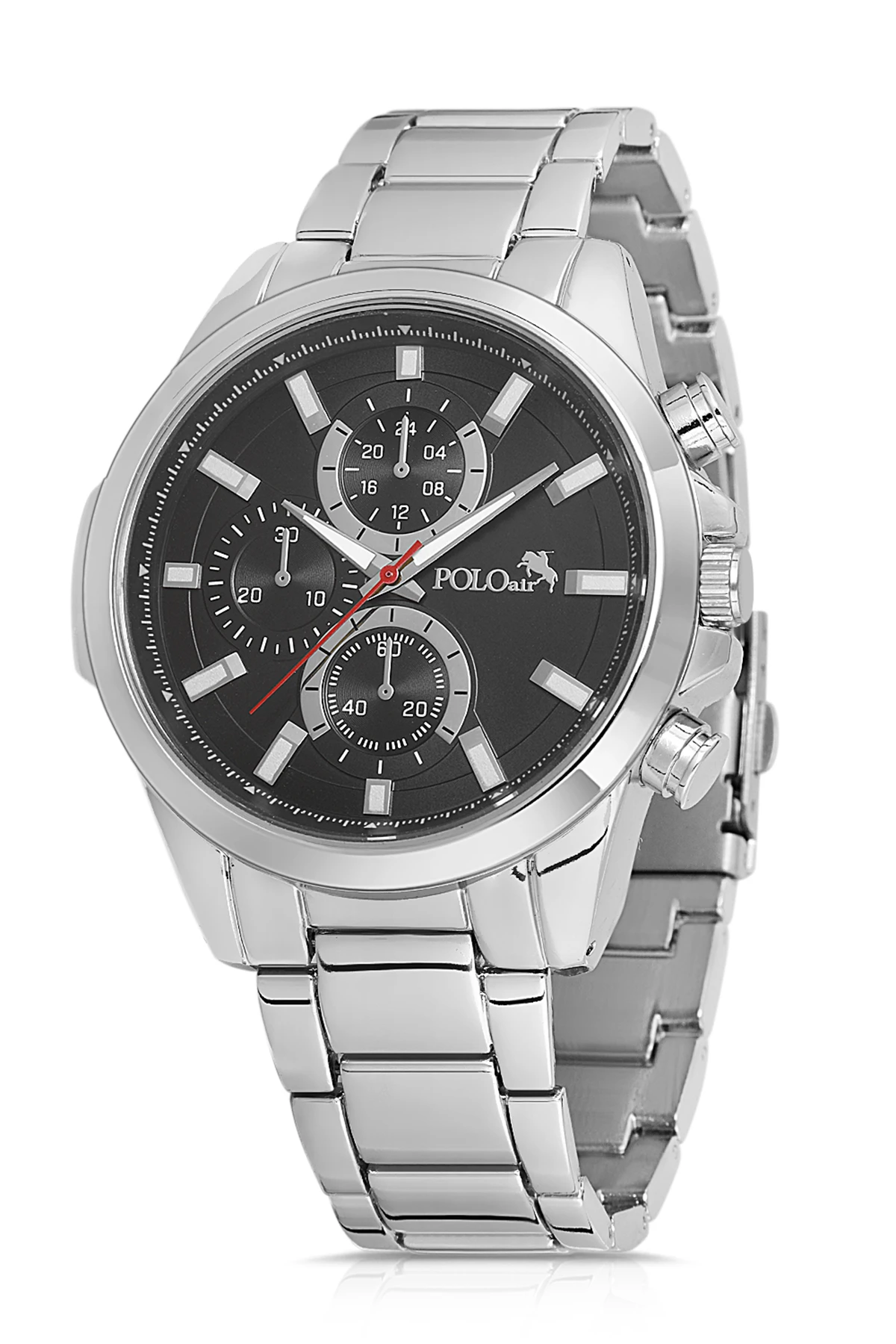 Polo Air Spor Şık Erkek Kol Saati Gümüş-Siyah PL-0844E4x