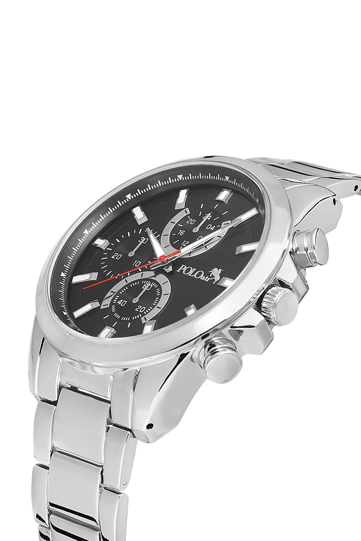 Polo Air Spor Şık Erkek Kol Saati Gümüş-Siyah PL-0844E4x