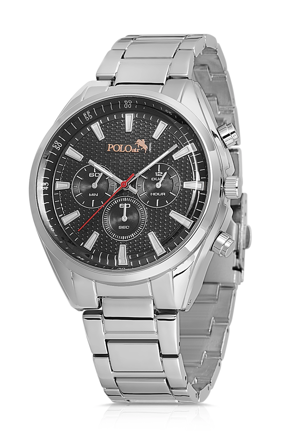 Polo Air  Erkek Spor Kol Saati Gümüş-Siyah PL-0846E3x