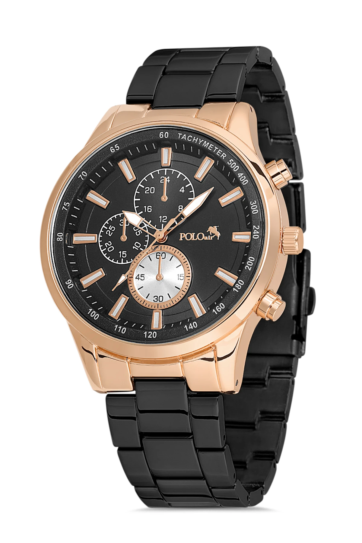 Polo Air Spor Metal Kordon Erkek Kol Saati Siyah-Bakır PL-0848E3x
