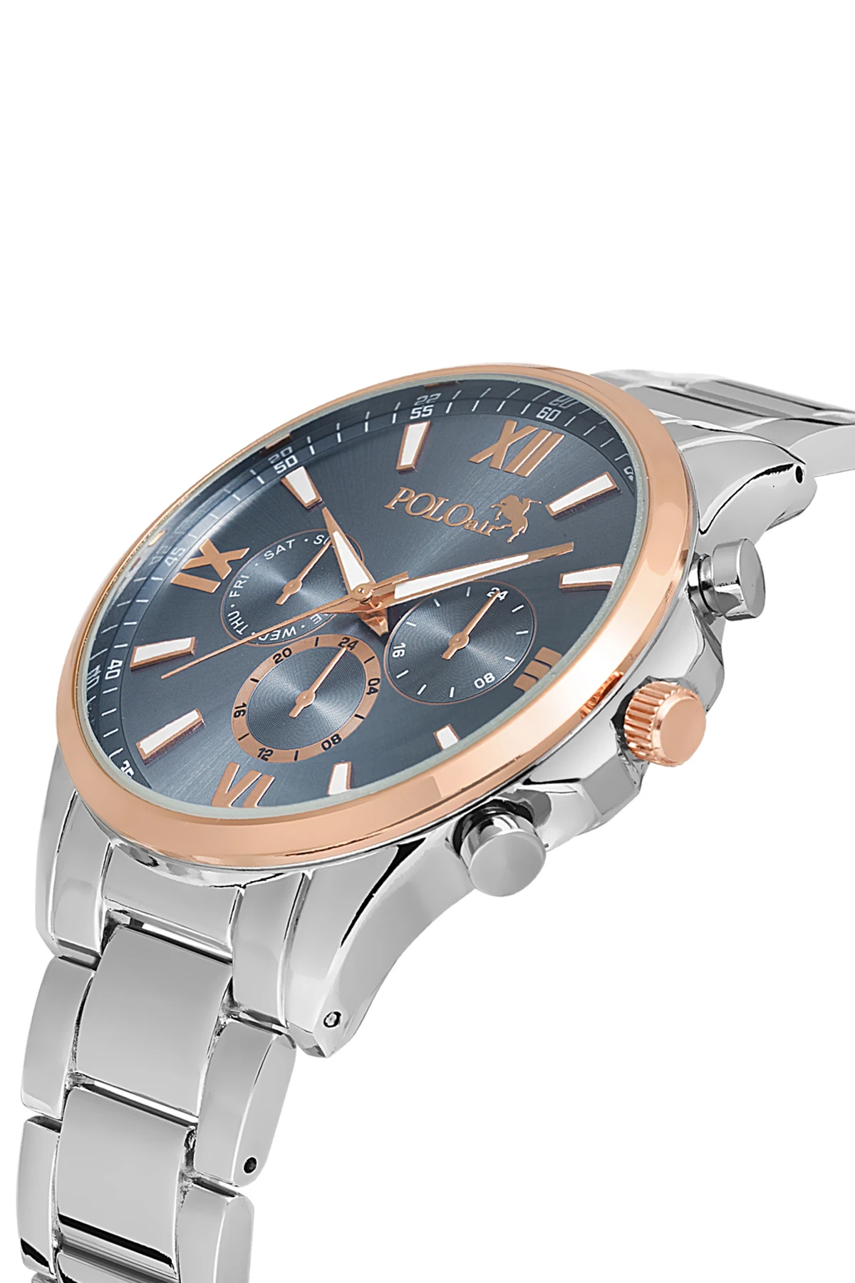 Polo Air  Romen Rakamlı Erkek Kol Saati Gümüş-Lacivert PL-0852E2x