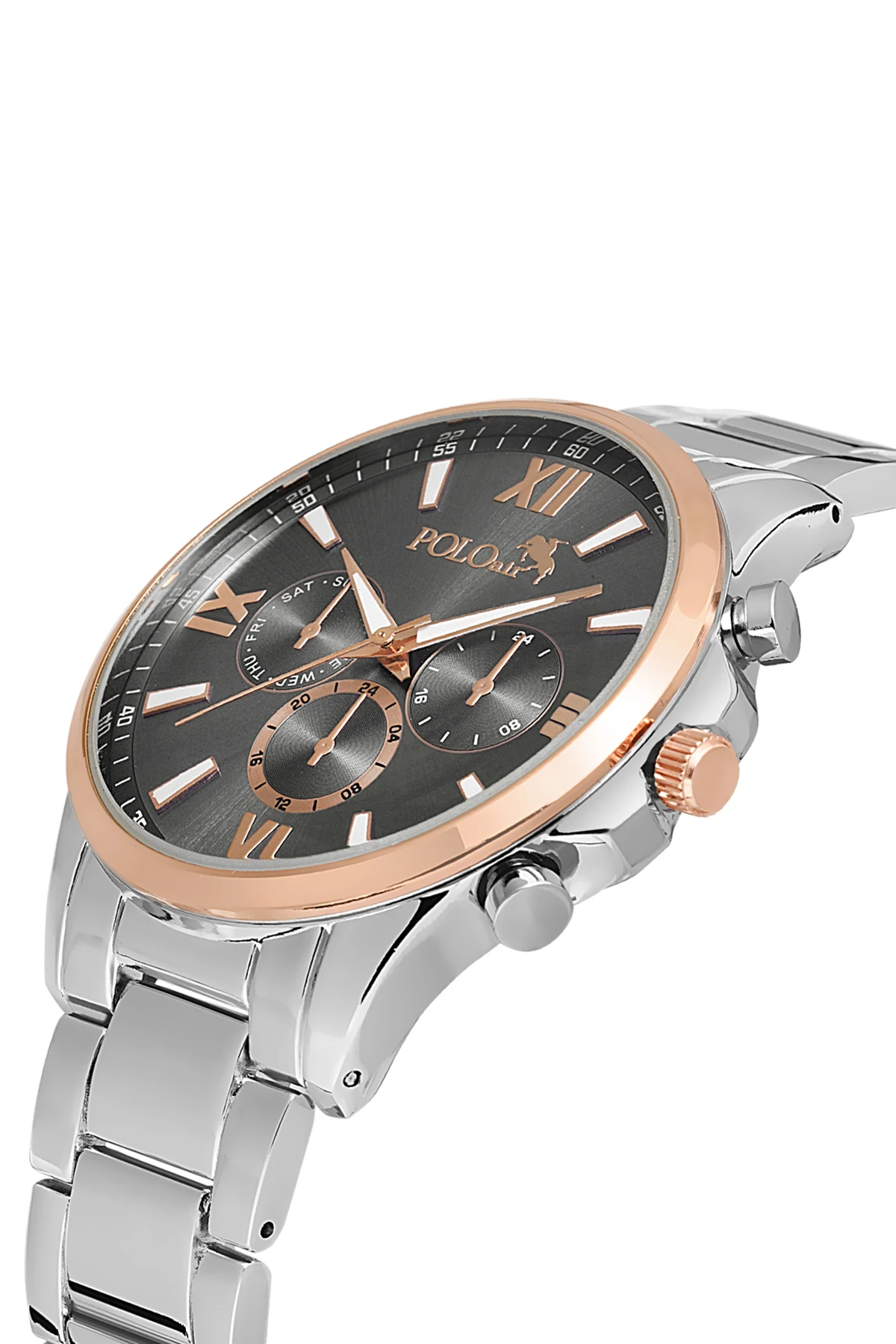 Polo Air Romen Rakamlı Erkek Kol Saati Gümüş-Siyah PL-0852E3x