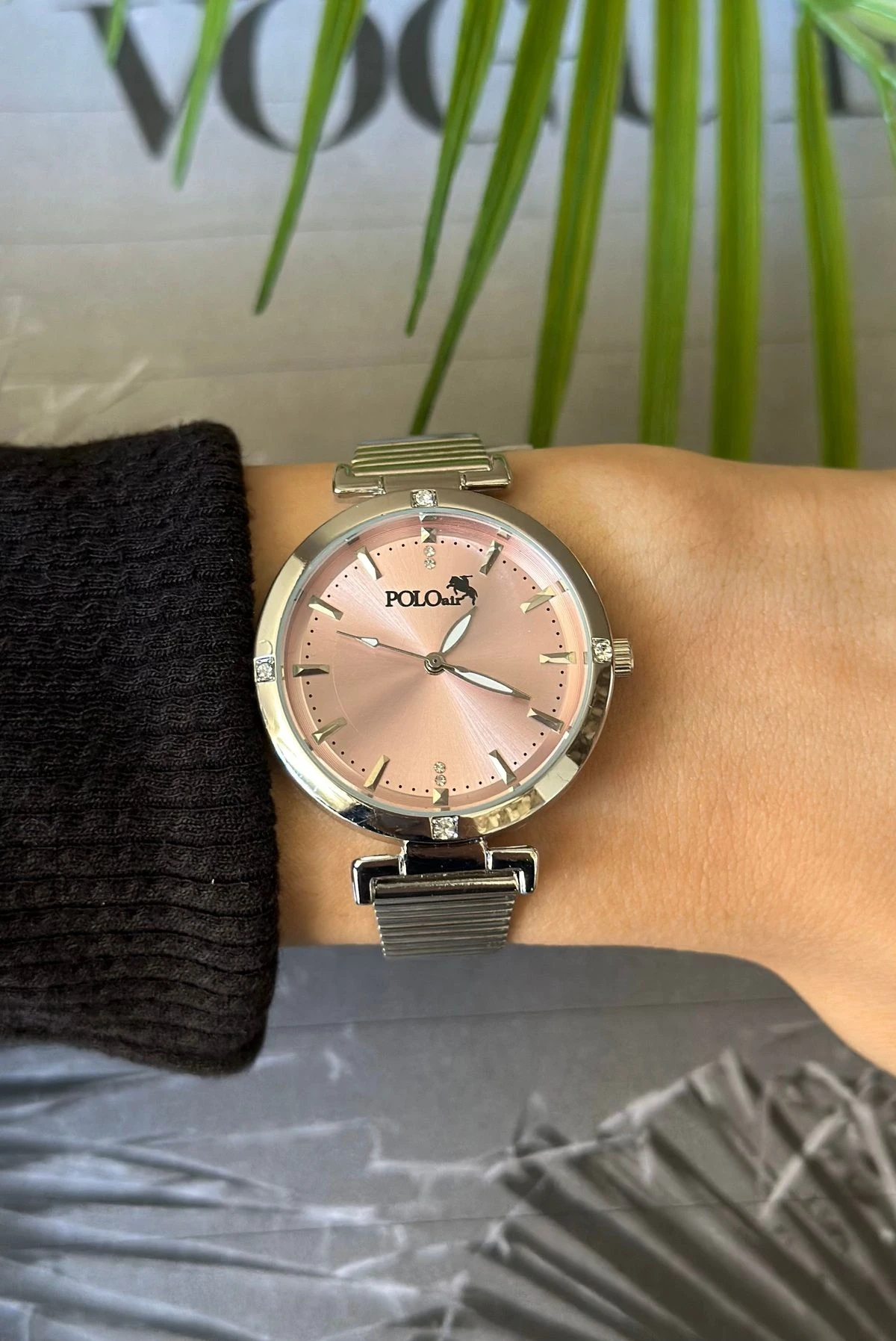 Klasik Kadın Kol Saati Gümüş-İçi Pembe Renk Pl-1476B7X Gümüş Pl-1476B7X
