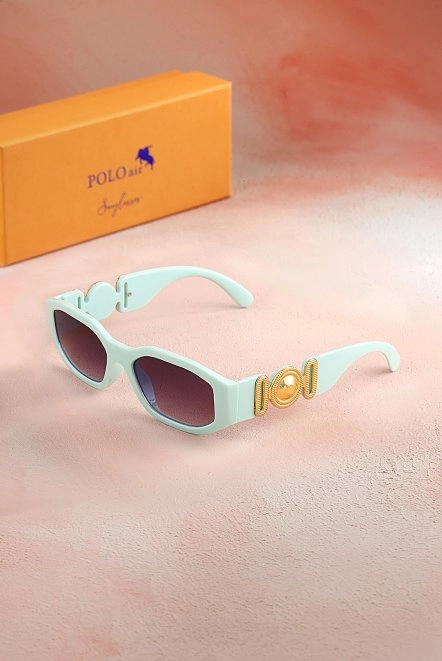 Uv400 Korumalı Sarı Detaylı Kadın Dikdörtgen Güneş Gözlüğü Su Yeşili Plg-2084C6 Su Yeşili Plg-2084C6