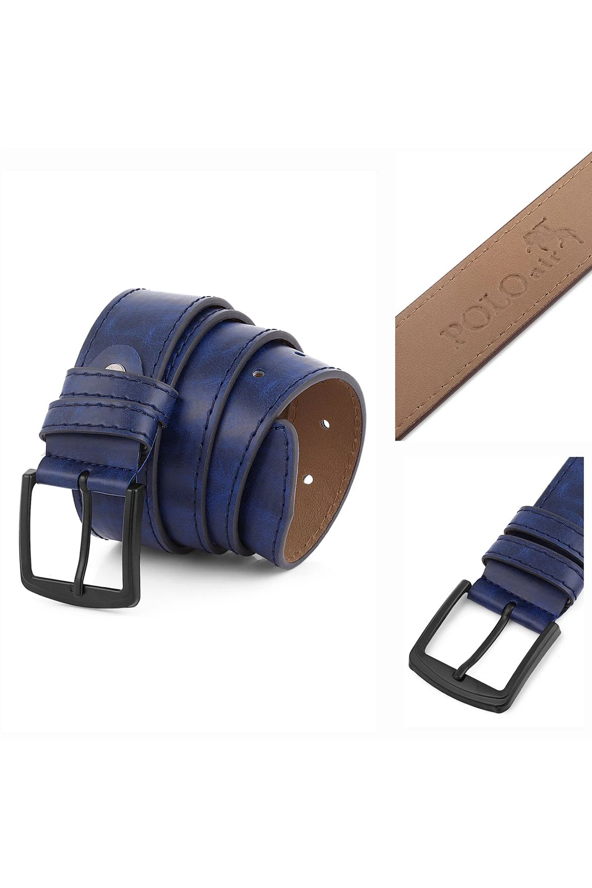 Erkek Kol Saati El Çantası Çakmak Cüzdan Kemer Kartlık Set Lacivert Kombin Set Pl-0873E2 Lacivert Set Pl-0873E2
