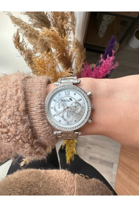 Lüx Taşlı Romen Rakamlı Kadın Kol Saati Gümüş Renk Pl-1468B2X Gümüş Pl-1468B2X