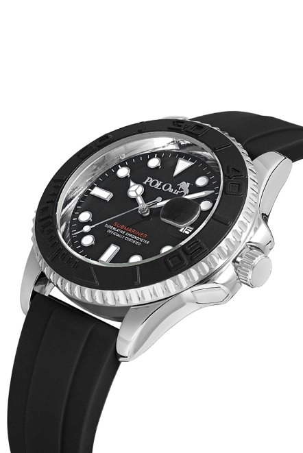 Mercan Takvim Slikon Kordon Erkek Kol Saati Siyah Gümüş Renk Pl-0942E1X Siyah-Gümüş Pl-0942E1X