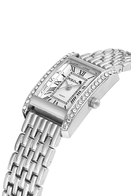 Romen Rakamlı Lüx Taşlı Vintage Kadın Kol Saati Gümüş Pl-1501B2X Gggggggggggggg Gümüş Pl-1501B2X