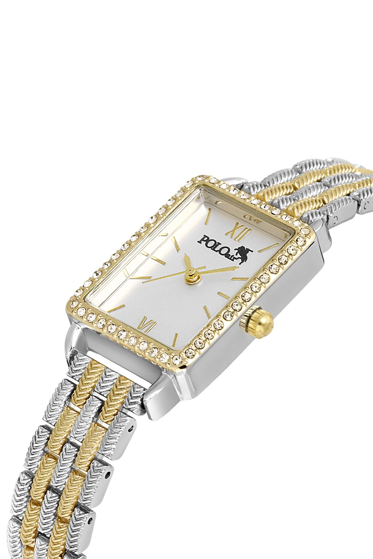 Vintage Tek Sıra Lüx Taşlı Kadın Kol Saati Gold-Gümüş Pl-1486B4X Gold-Gümüş Pl-1486B4X