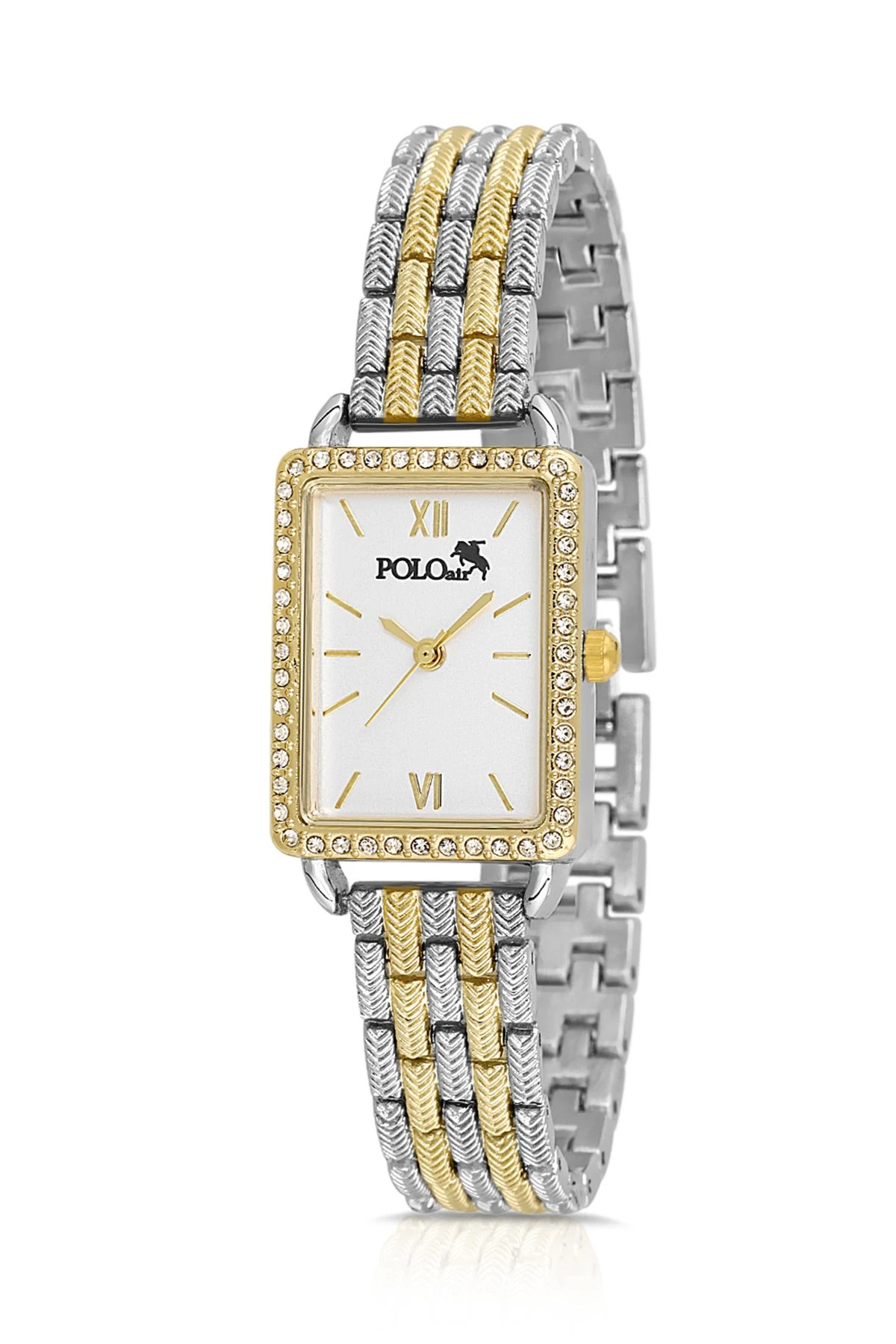 Vintage Tek Sıra Lüx Taşlı Kadın Kol Saati Gold-Gümüş Pl-1486B4X Gold-Gümüş Pl-1486B4X