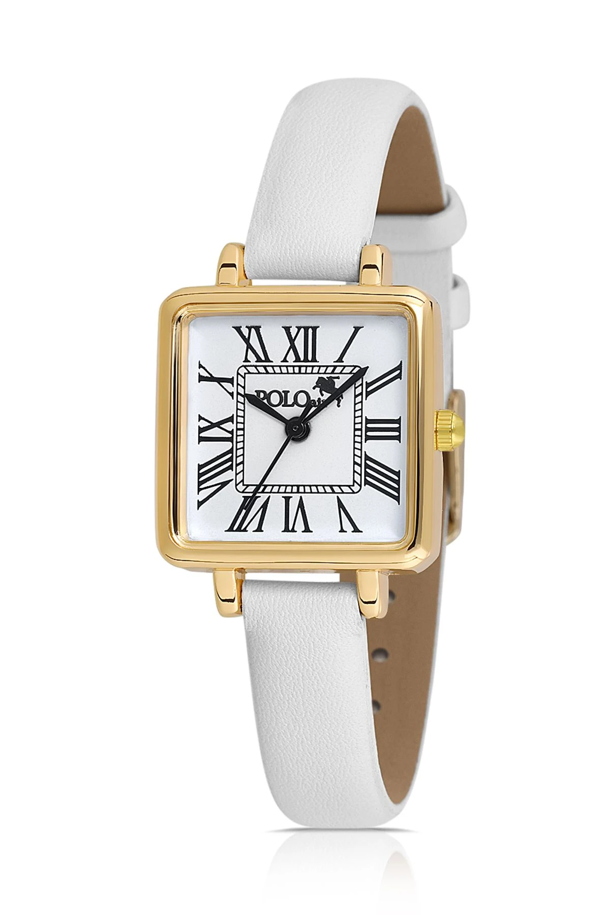 Kare Kasa Deri Kordon Kadın Kol Saati Beyaz-Gold Pl-1484B7X Beyaz-Gold Pl-1484B7X