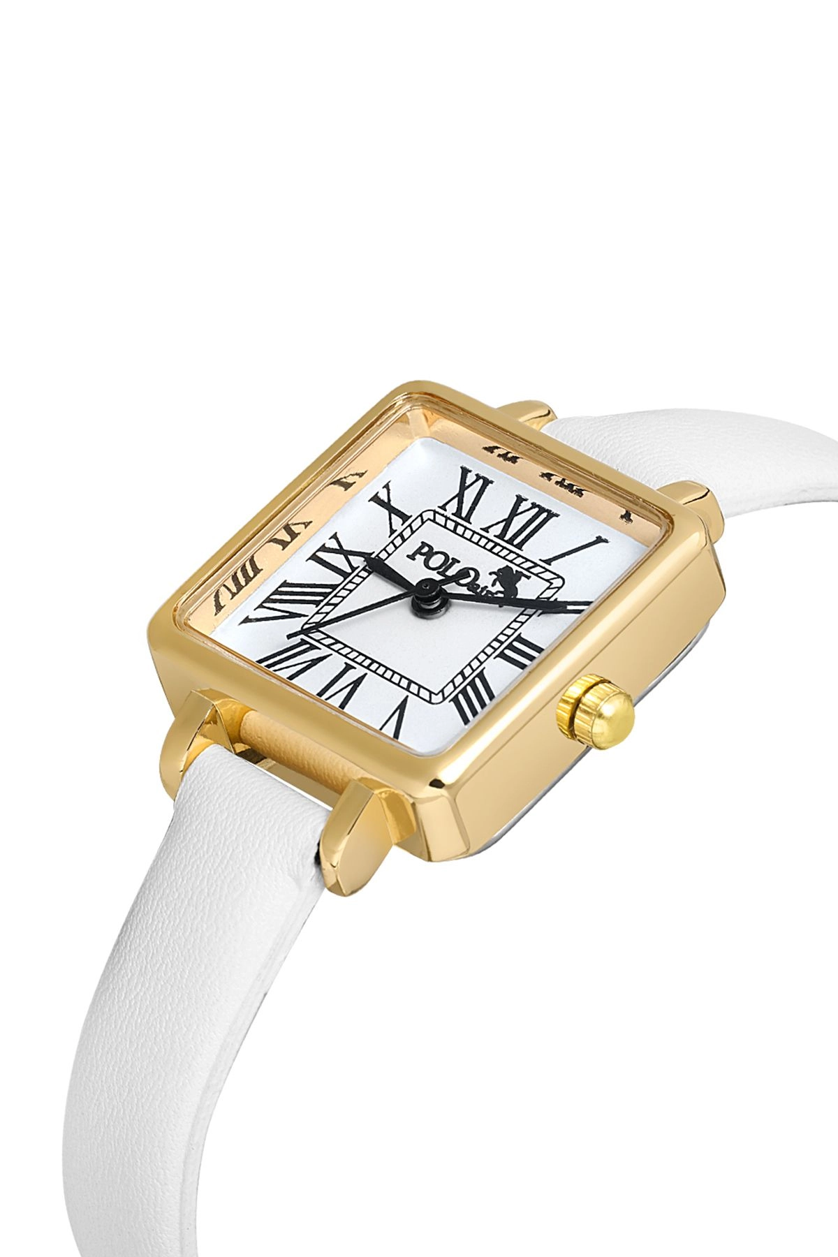 Kare Kasa Deri Kordon Kadın Kol Saati Beyaz-Gold Pl-1484B7X Beyaz-Gold Pl-1484B7X