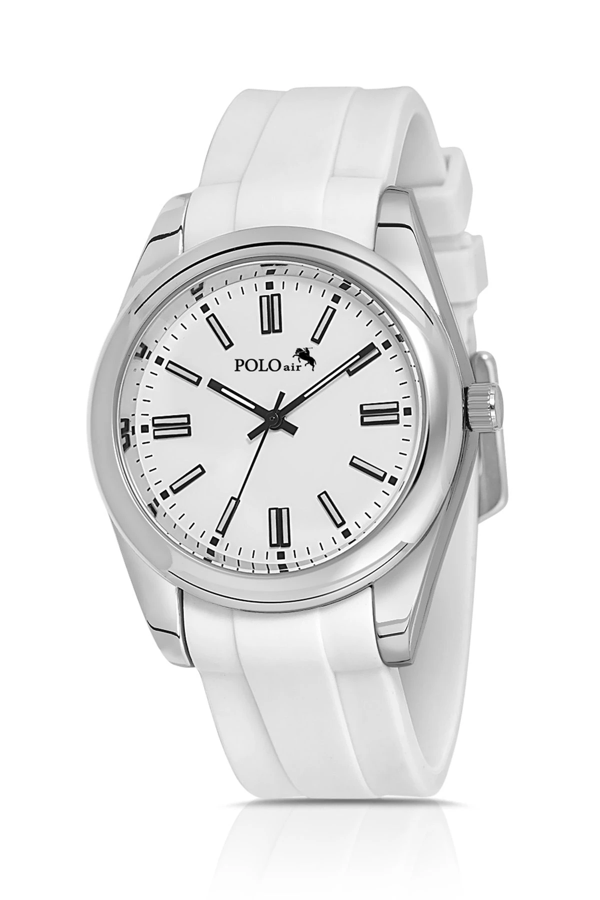 Silikon Kordon Spor Erkek Kol Saati Gümüş Renk Pl-0948E6X Beyaz Pl-0948E6X