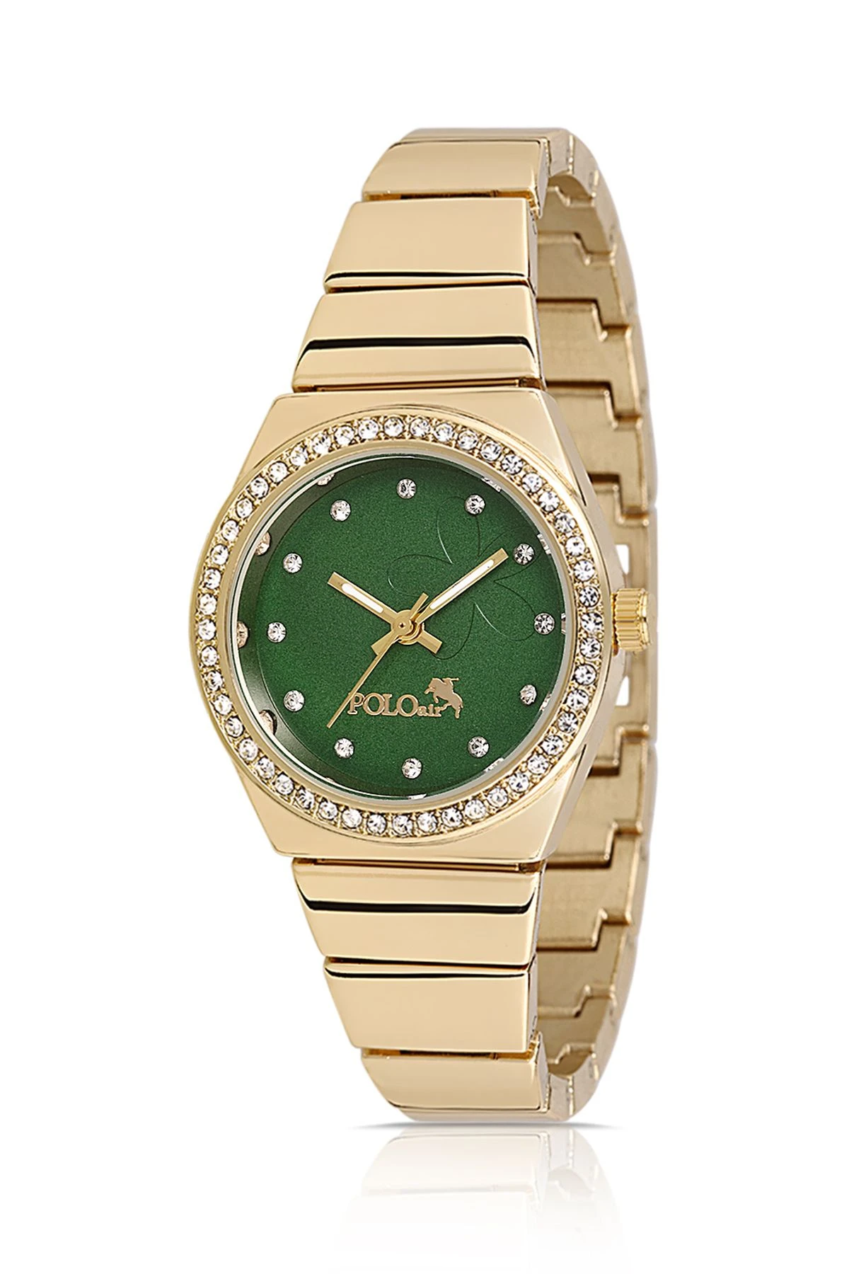 Tek Sıra Lüx Taşlı Kadın Kol Saati Gold-Yeşil Pl-1490B3X Gold-Yeşil Pl-1490B3X