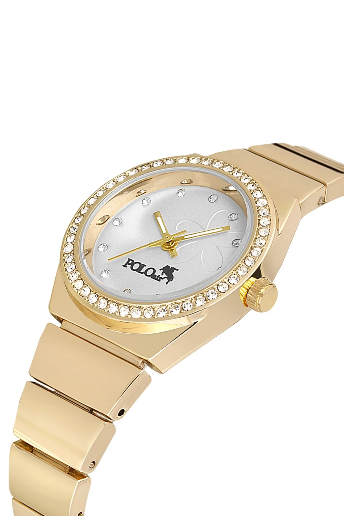 Tek Sıra Lüx Taşlı Kadın Kol Saati Zirkon Taşlı Çiçek Bileklik Gold Pl-1490B1 Gold Pl-1490B1