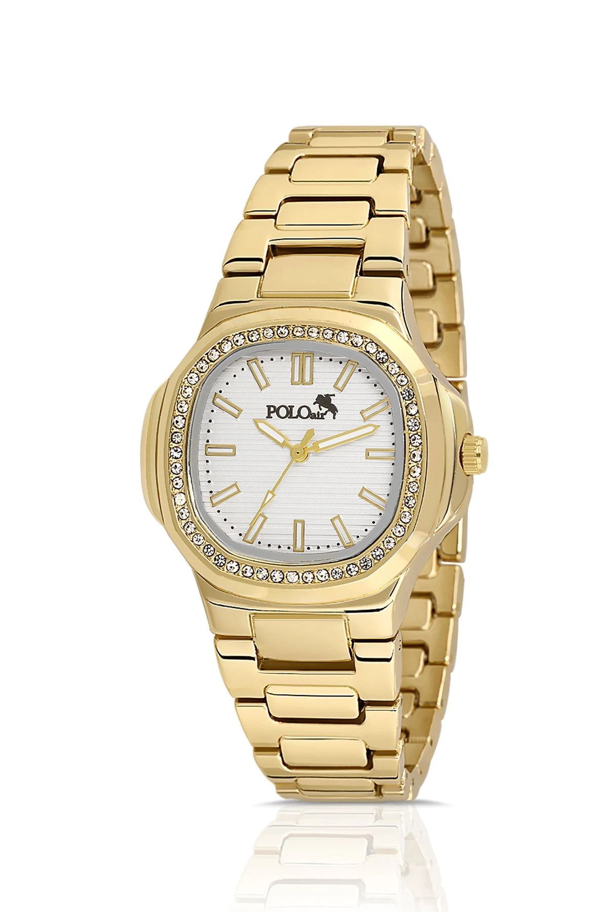 Tek Sıra Lüx Taşlı Kadın Kol Saati Zirkon Taşlı Lüx Bileklik Hediyelik Kombin Gold Pl-1507B1 Sarı Pl-1507B1