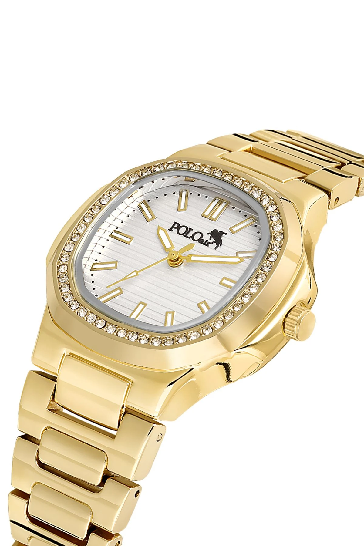 Tek Sıra Lüx Taşlı Kadın Kol Saati Zirkon Taşlı Lüx Bileklik Hediyelik Kombin Gold Pl-1507B1 Sarı Pl-1507B1