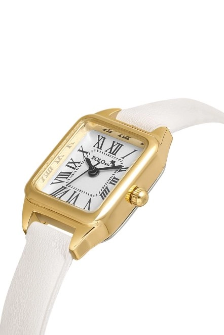 Klasik Romen Rakamlı Deri Kordon Kadın Kol Saati Beyaz Gold Renk Pl-1517B2X Beyaz-Gold Pl-1517B2X